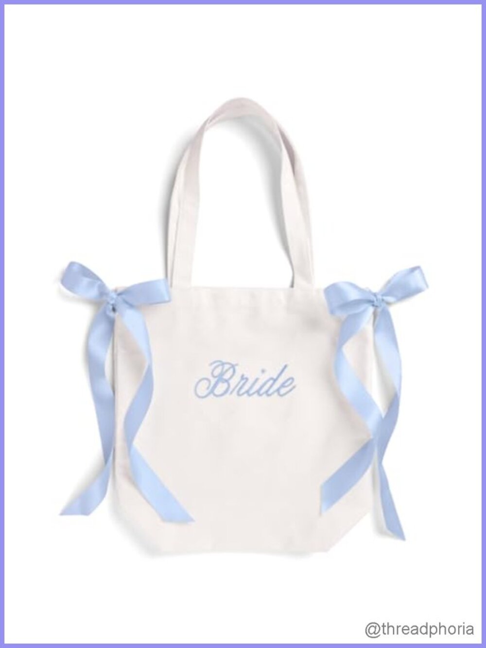 Canvas Bride Tote Bag with Satin Bows Bridal Shower Bachelorette Gift